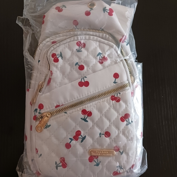 πNEWπ Cherry Nylon Sling Backpack for Women - Picture 7 of 7